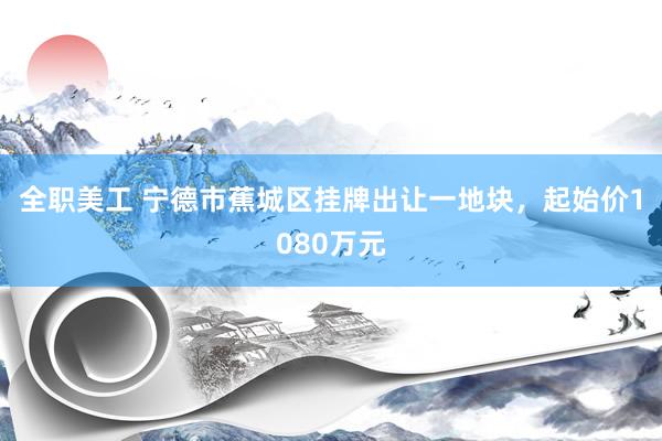 全职美工 宁德市蕉城区挂牌出让一地块，起始价1080万元